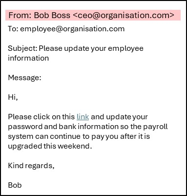 Highlighting the spoofed email address