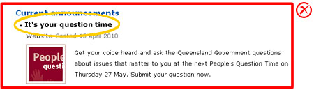 Incorrect implementation: the content link is not permanently underlined, so it is not immediately identified as a link.