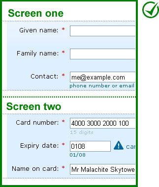 Correct implementation: A right-aligned layout has been used consistently across both application screens.