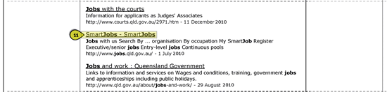 Figure shows the search result title at the start of each search result entry