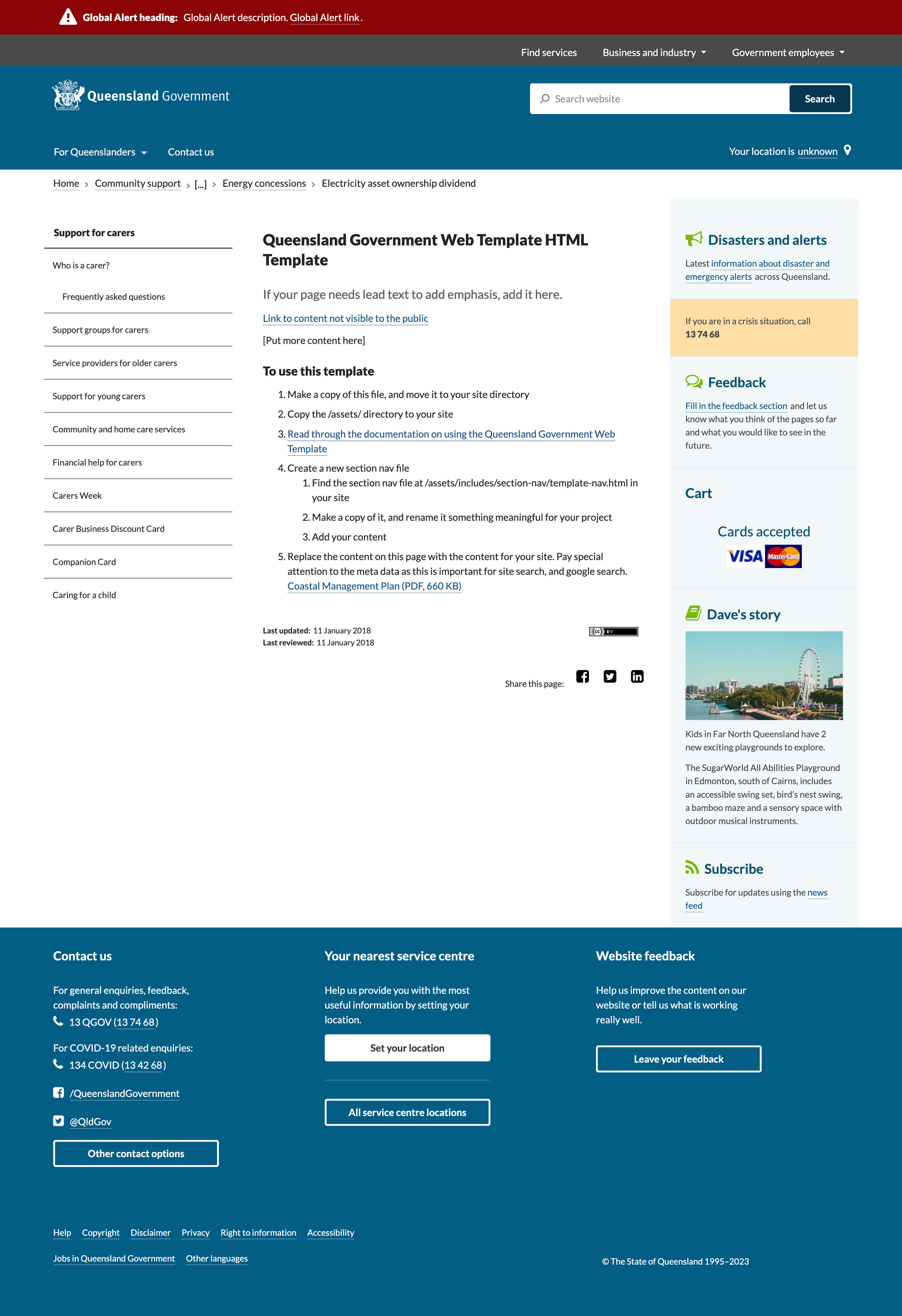 Standard page template preview larger