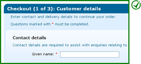 Correct implementation: Required field notice appears before any form fields.
