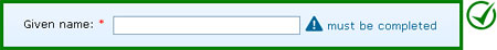 Advised implementation: Inline error messages highlight which control requires correction.