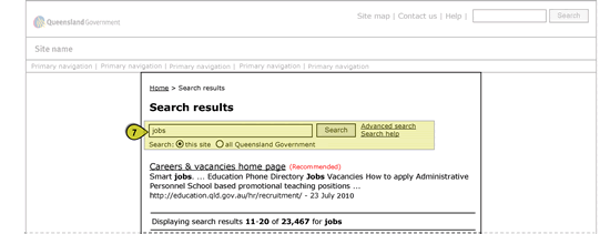 Figure shows the search box group at the top of the page content, under the page heading